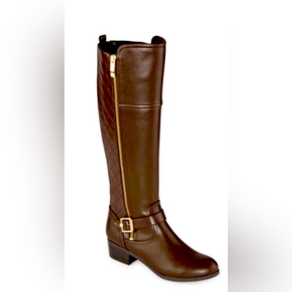 Boots Luz Clairborne Brown Knee-High Leather Boots - Picture 1 of 11
